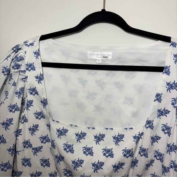 Caroline Constas Blue and White Julian Mini Dress Puffy Sleeves Women’s Size L - Picture 7 of 10